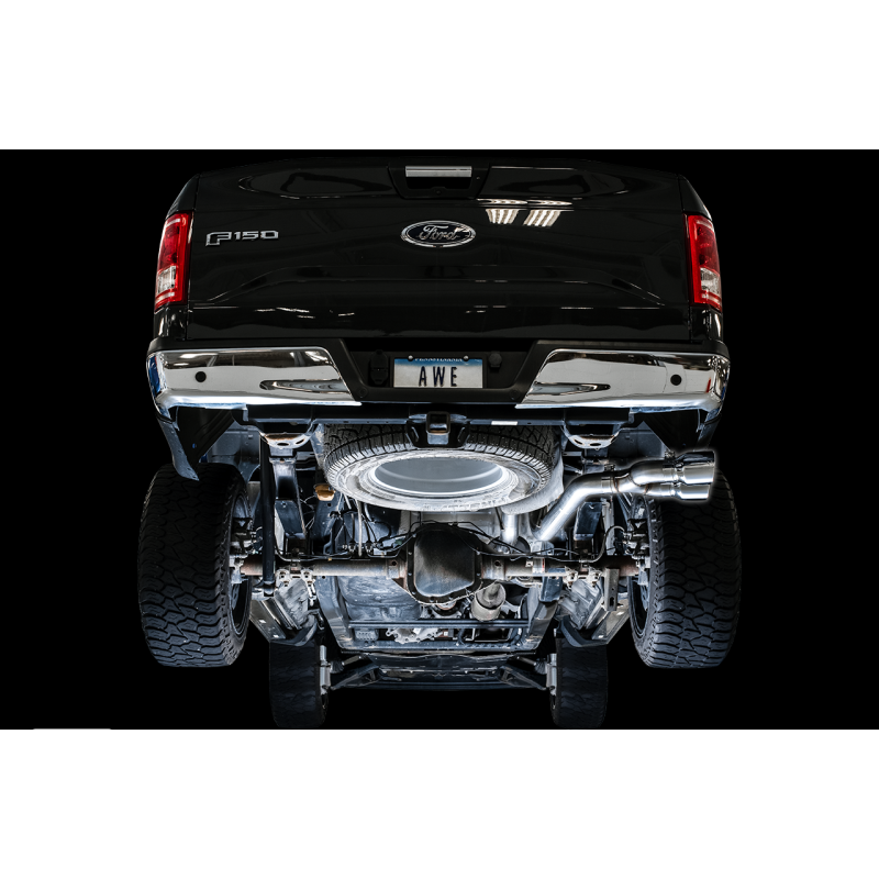AWE Tuning 0FG Single Exit Performance Exhaust System w/4.5in Chrome Silver Tips - 2015+ Ford F-150