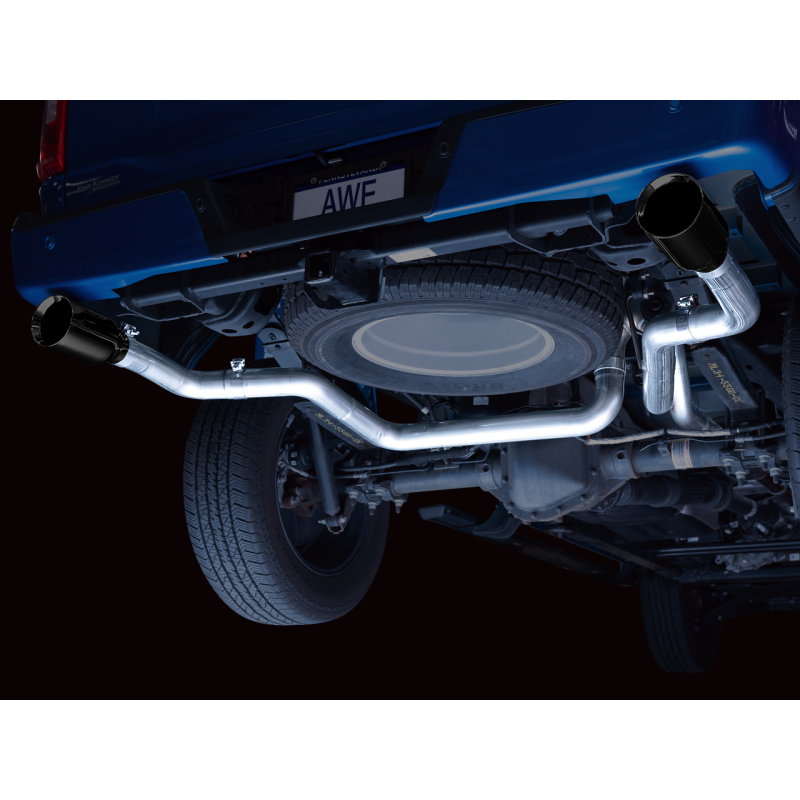 AWE Tuning 0FG Dual Split Rear Cat-Back Exhaust w/ 5in Diamond Black Tips - 21+ Ford F150