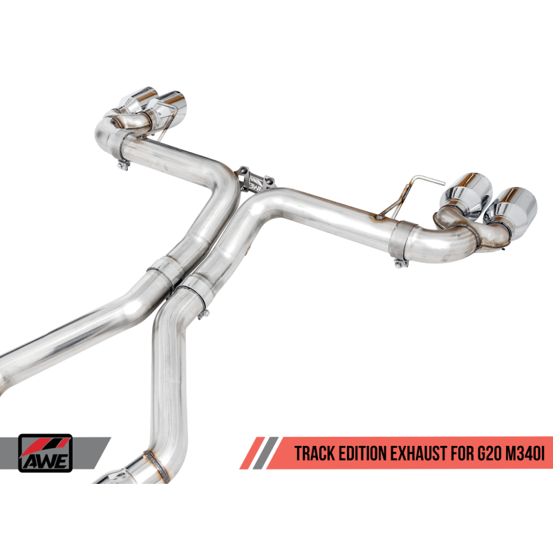 AWE Tuning 2019+ BMW M340i (G20) Track Edition Exhaust - Quad Diamond Black Tips