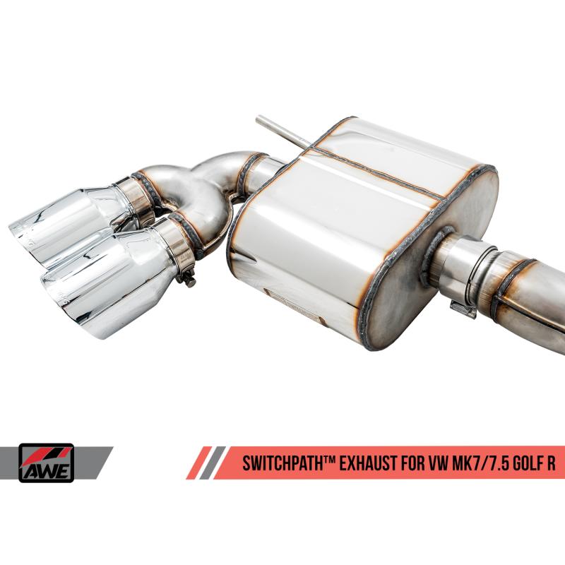 AWE Tuning Volkswagen Golf R MK7.5 SwitchPath Exhaust w/Chrome Silver Tips 102mm - T1 Motorsports