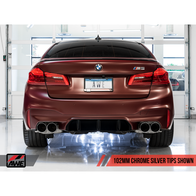 AWE Tuning 18-19 BMW M5 (F90) 4.4T AWD SwitchPath Axle-back Exhaust - Chrome Silver Tips - T1 Motorsports