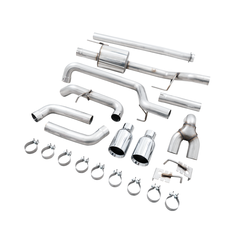 AWE Tuning 0FG Dual Split Rear Exhaust w/ 5in Chrome Silver Tips - 21+ Ford F150