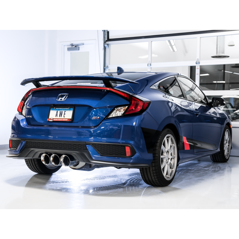 AWE Tuning Dual-to-Triple Tip Conversion Kit w/Chrome Silver Tip - 17-20 Honda Civic Si 1.5L Turbo