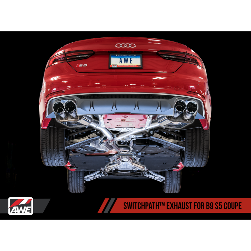 AWE Tuning Audi B9 S5 Coupe SwitchPath Exhaust w/ Chrome Silver Tips (102mm) - T1 Motorsports