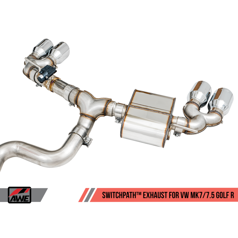 AWE Tuning Mk7 Golf R SwitchPath Exhaust w/Chrome Silver Tips 102mm - T1 Motorsports