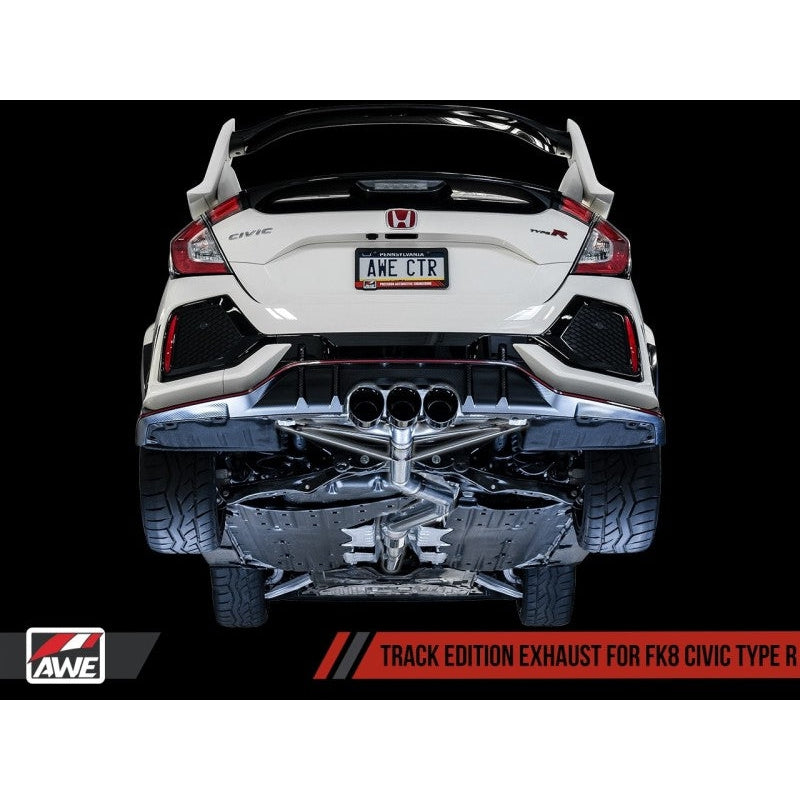 AWE Tuning 2017+ Honda Civic Type R Track Edition Exhaust w/Front Pipe & Triple Chrome Silver Tips