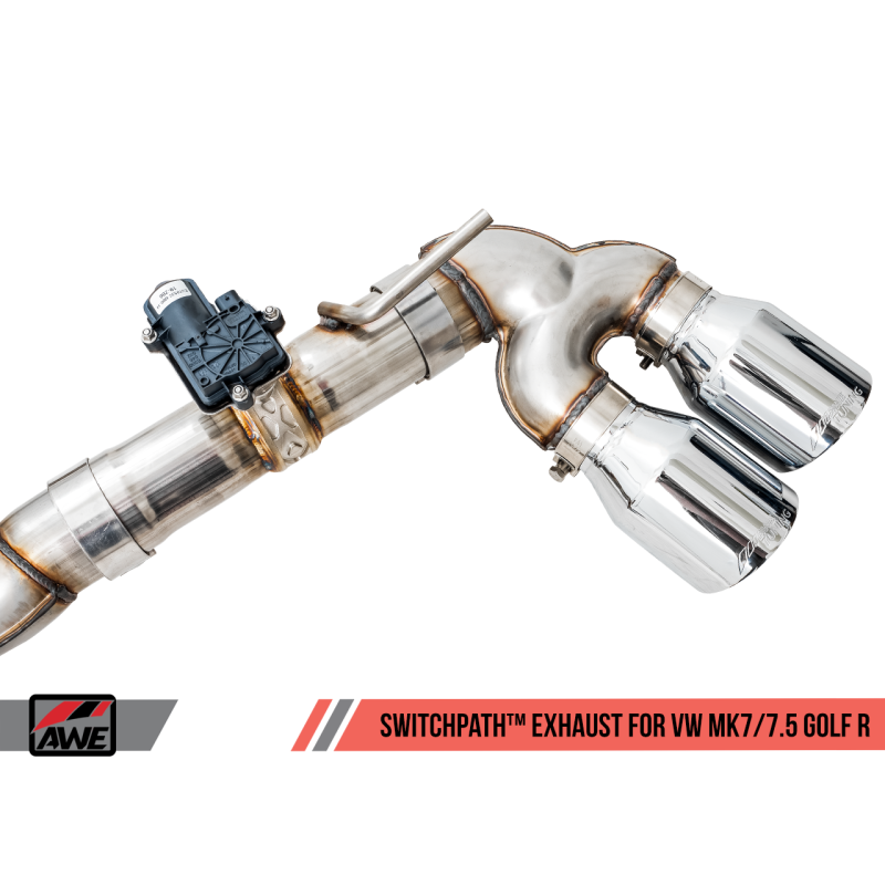 AWE Tuning Mk7 Golf R SwitchPath Exhaust w/Chrome Silver Tips 102mm - T1 Motorsports