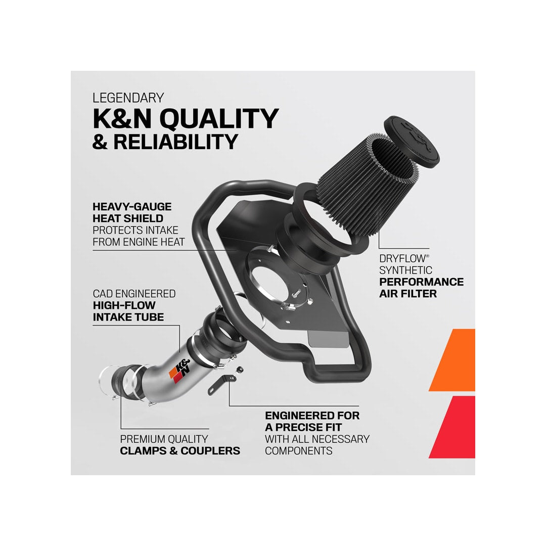K&N Cold Air Intake - Dryflow - 15-20 Ford F150 V8 5.0L