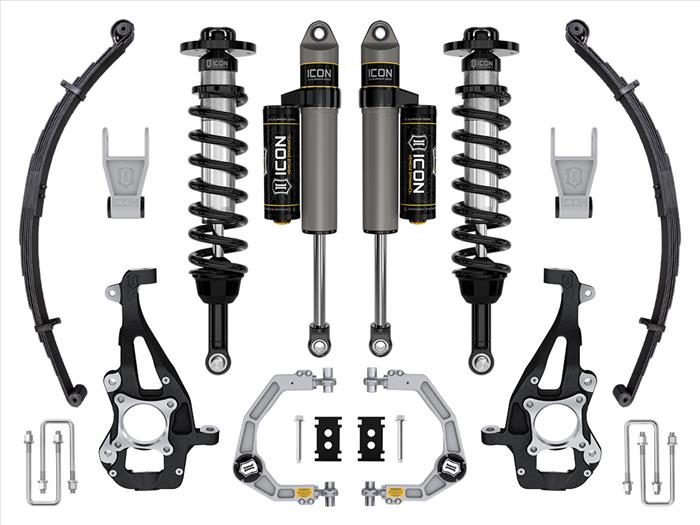 ICON 3.5-4.5in Stage 2 Suspension System Billet UCA / Leaf Pack - 21-23 Ford F150 Tremor 4WD