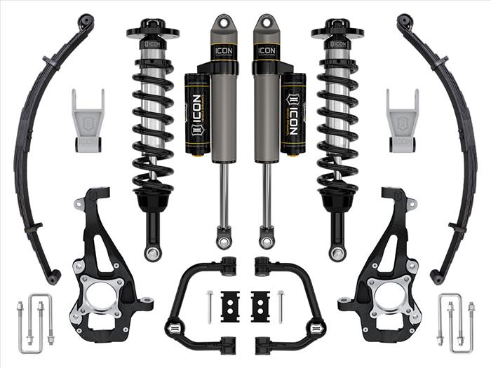 ICON 3.5-4.5in Stage 2 Suspension System Tubular UCA / Leaf Pack - 21-23 Ford F150 Tremor 4WD