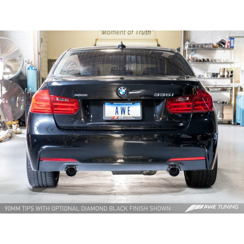 AWE Tuning BMW F3X 335i/435i Touring Edition Axle-Back Exhaust - Diamond Black Tips (90mm) - T1 Motorsports