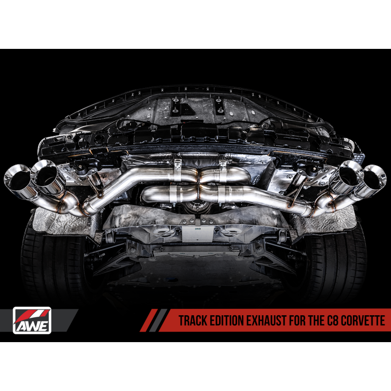 AWE Tuning 2020 Chevrolet Corvette (C8) Track Edition Exhaust - Quad Chrome Silver Tips