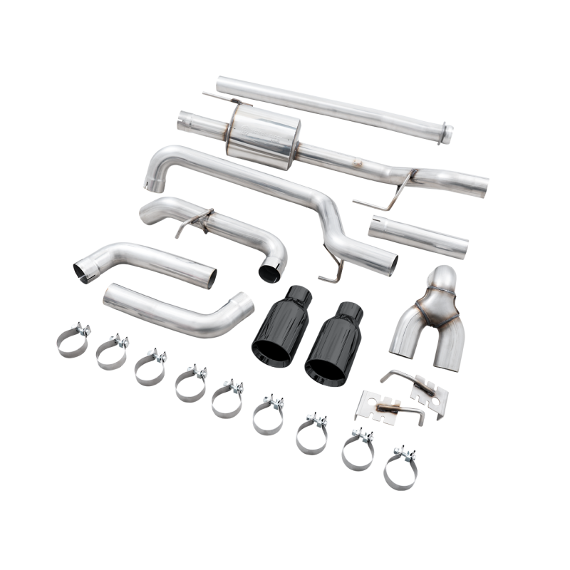 AWE Tuning 0FG Dual Split Rear Cat-Back Exhaust w/ 5in Diamond Black Tips - 21+ Ford F150