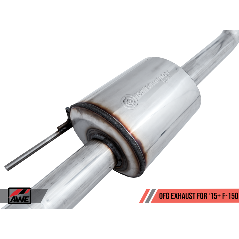 AWE Tuning 0FG Single Exit Performance Exhaust System w/4.5in Diamond Black Tips - 2015+ Ford F-150