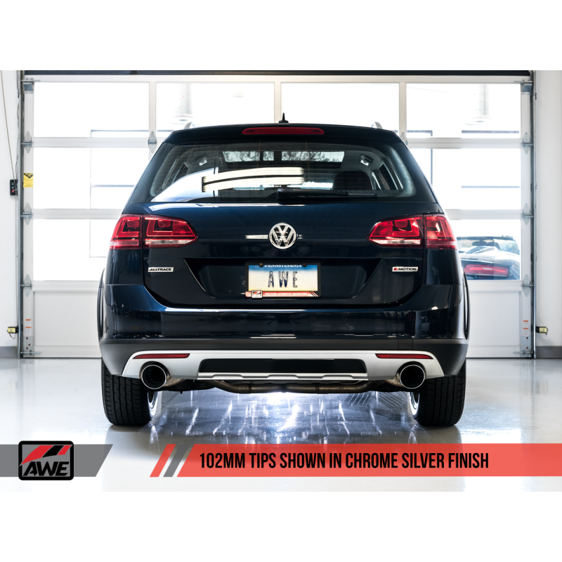 AWE Tuning VW MK7 Golf Alltrack/Sportwagen 4Motion Touring Edition Exhaust - Polished Silver Tips