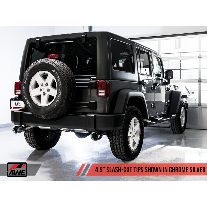 AWE Tuning 2018+ Jeep Wrangler JL/JLU Tread Edition Axle-Back Dual Exhaust - Chrome Silver Tips