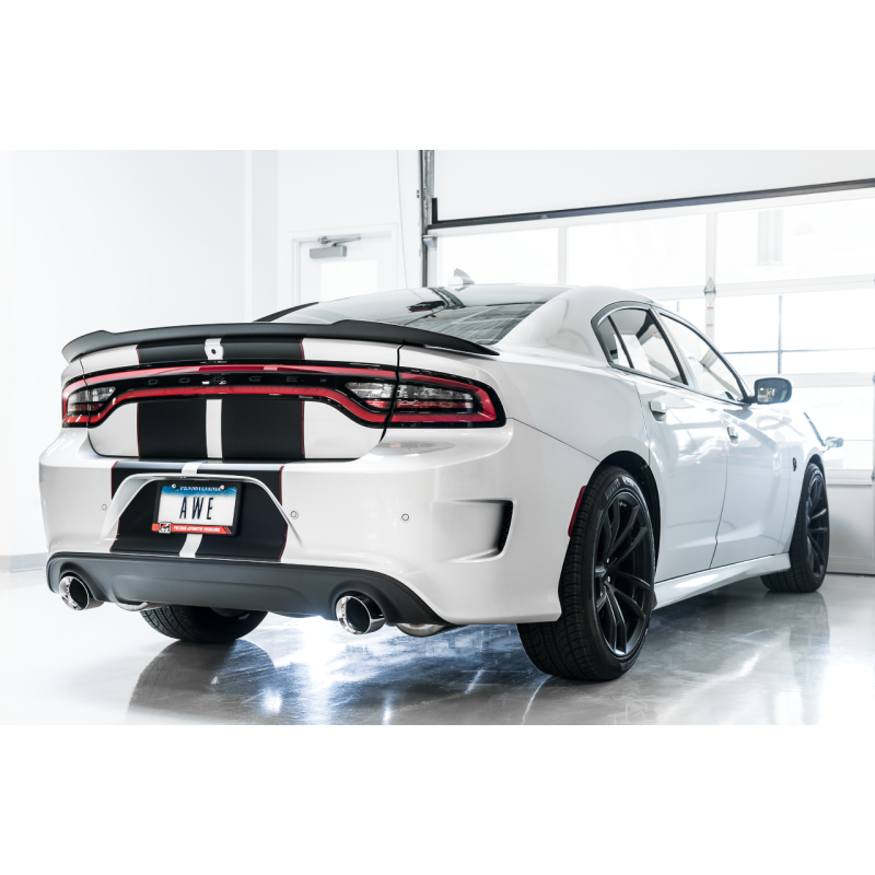 AWE Tuning Track Edition Exhaust w/Chrome Silver Tips - 2015+ Dodge Charger 6.4L/6.2L Supercharged