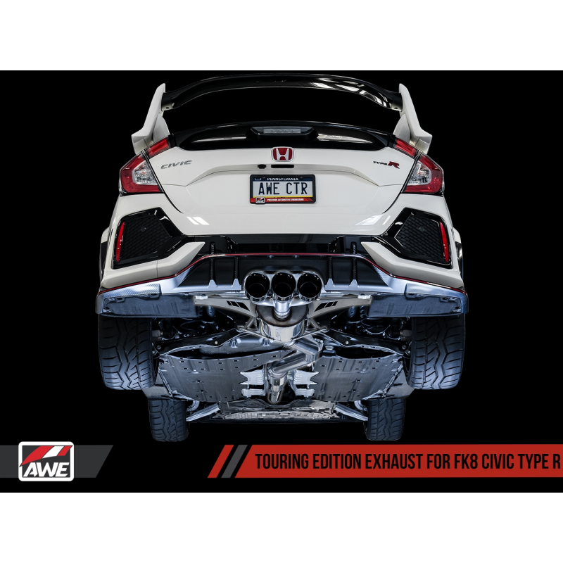 AWE Tuning 2017+ Honda Civic Type R Track Edition Exhaust w/Front Pipe & Triple Chrome Silver Tips