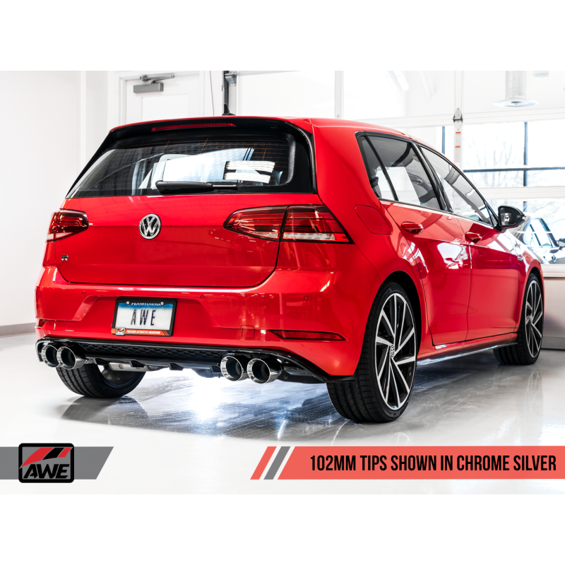 AWE Tuning Mk7 Golf R Track Edition Exhaust w/Chrome Silver Tips 102mm