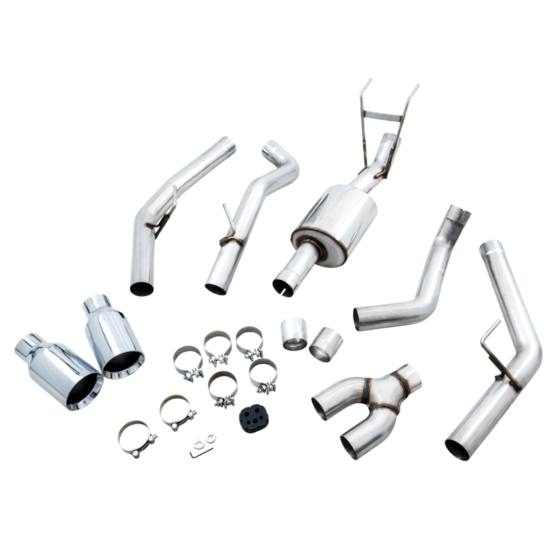 AWE Tuning 0FG Dual Rear Exit Cat-Back Exhaust w/ Chrome Silver Tips - 09-18 RAM 1500 5.7L (w/o Cutout)
