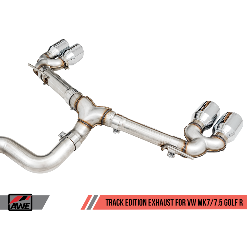 AWE Tuning Mk7 Golf R Track Edition Exhaust w/Chrome Silver Tips 102mm