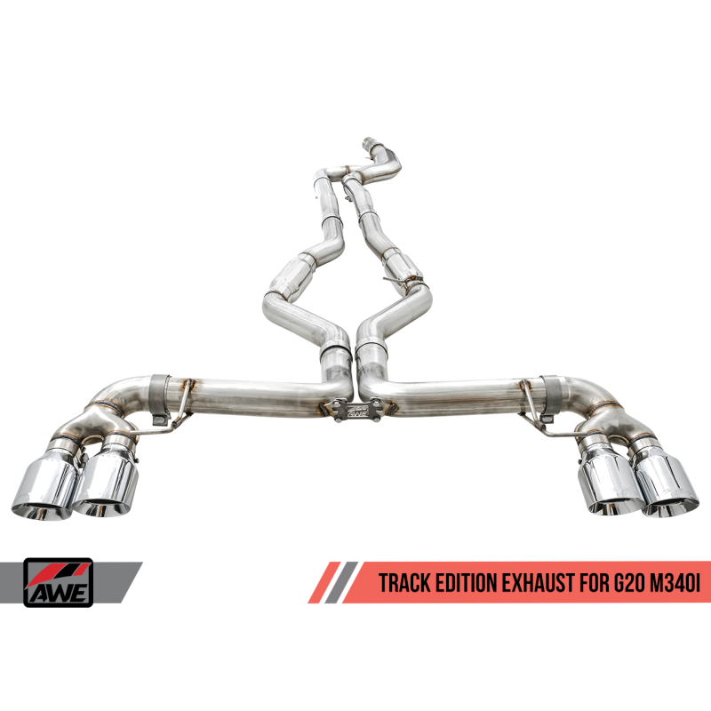 AWE Tuning 2019+ BMW M340i (G20) Track Edition Exhaust - Quad Diamond Black Tips