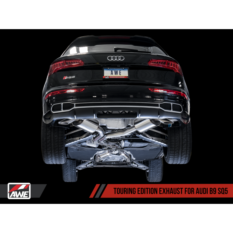 AWE Tuning Audi B9 SQ5 Resonated Touring Edition Cat-Back Exhaust - No Tips (Turn Downs)