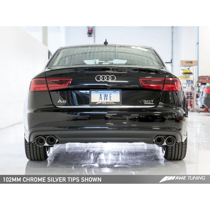 AWE Tuning Audi C7.5 A6 3.0T Touring Edition Exhaust - Quad Outlet Chrome Silver Tips