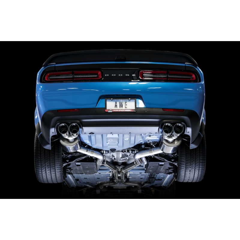 AWE Tuning Track Edition Exhaust w/Quad Chrome Silver Tips - 2015+ Dodge Challenger 6.4L/6.2L SC