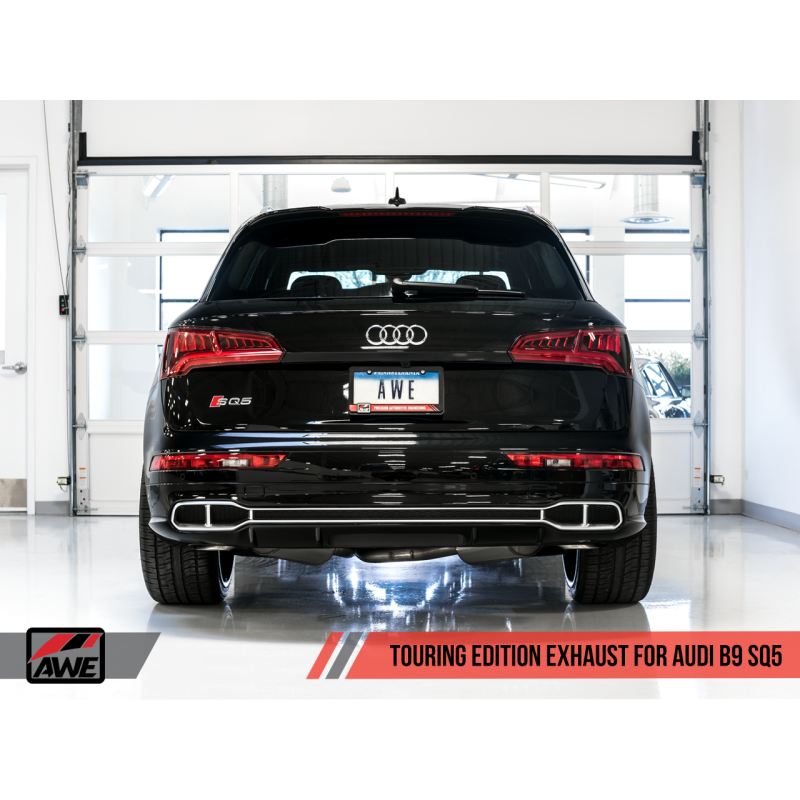 AWE Tuning Audi B9 SQ5 Resonated Touring Edition Cat-Back Exhaust - No Tips (Turn Downs)