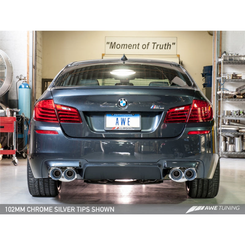 AWE Tuning BMW F10 M5 Touring Edition Axle-Back Exhaust Chrome Silver Tips