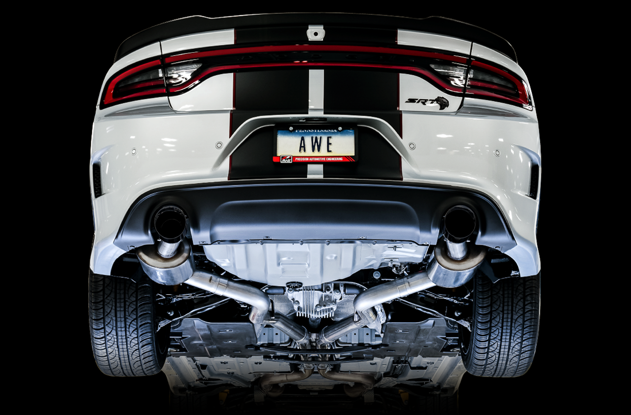 AWE Tuning Non-Resonated Touring Edition Exhaust w/Diamond Black Tips - 2015+ Dodge Charger 6.4L/6.2L